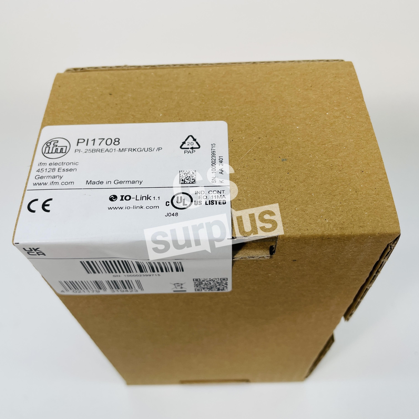 NEW IFM PI-,25BREA01-MFRKG/US/ /P / PI1708 PRESSURE SENSOR
