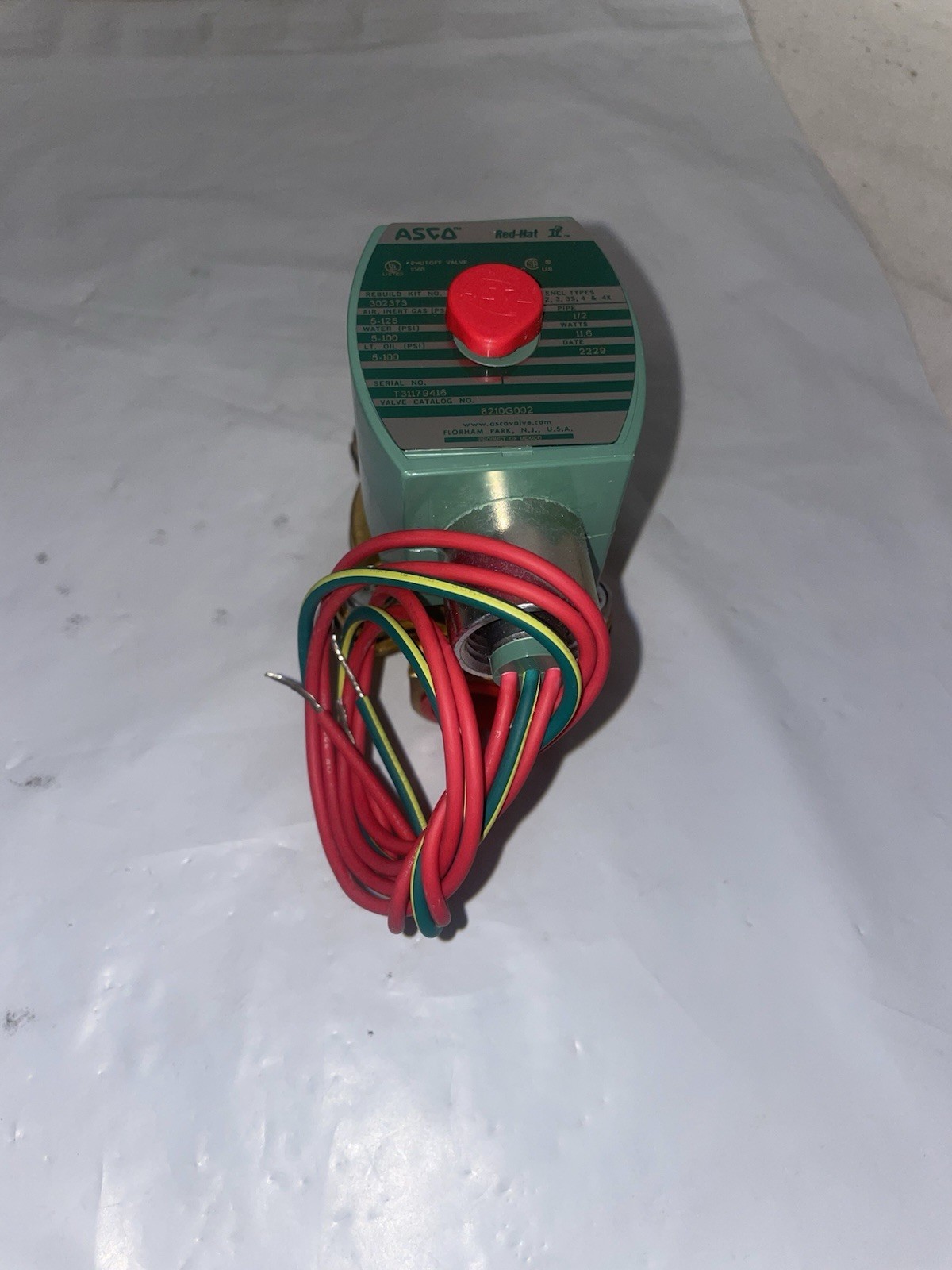 ASCO Red Hat 8210G002 High Flow 2-way 24v DC 1/2” Normally Closed Solenoid Valve