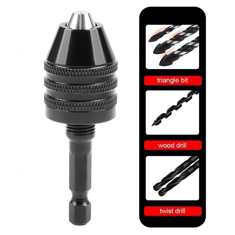 Keyless Drill Chuck 14 Hex Shank Adapter 0.3-3.6mm Quick Change Impact Driver