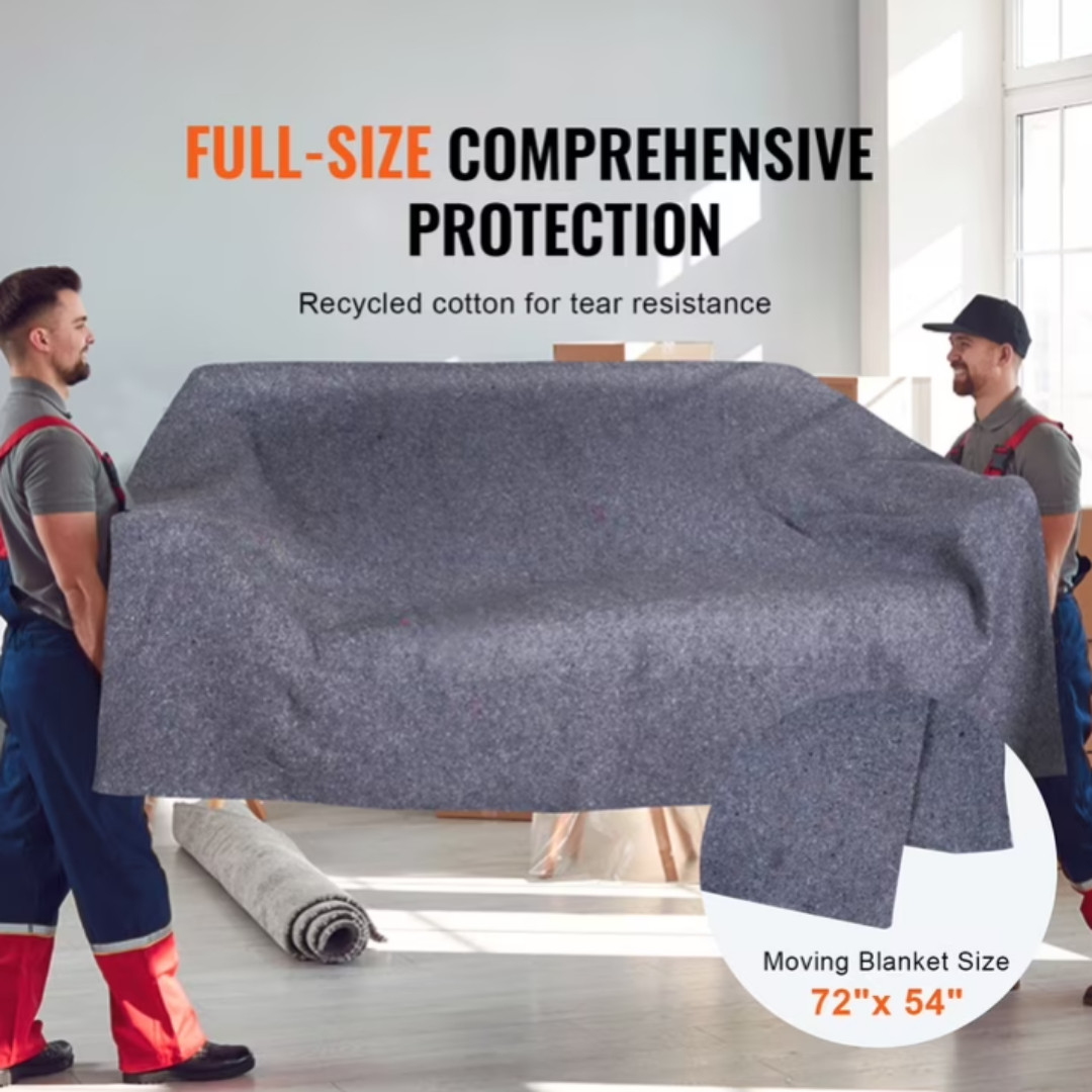KFFKFF 72 x 54 Recycled Cotton Moving Blankets (12-Pack)
