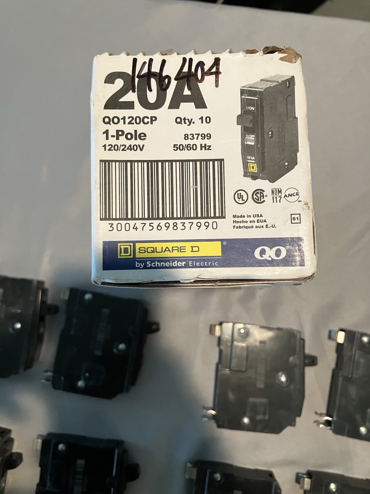 Square D QO120CP 20A 1-Pole 120/240V QO Series Circuit Breaker Used Pull