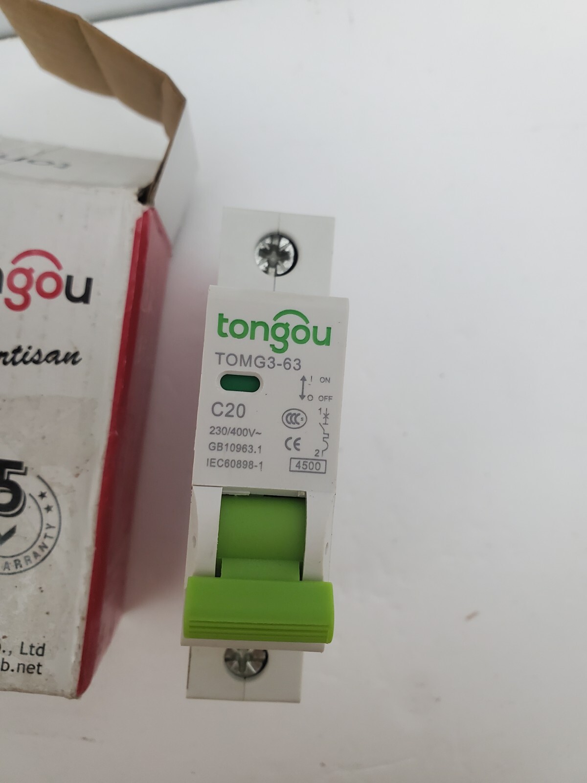Tongou TOMG3-63 1P 3A-63A AC 110V/230V/400V C Type Air Switch Circuit Breaker