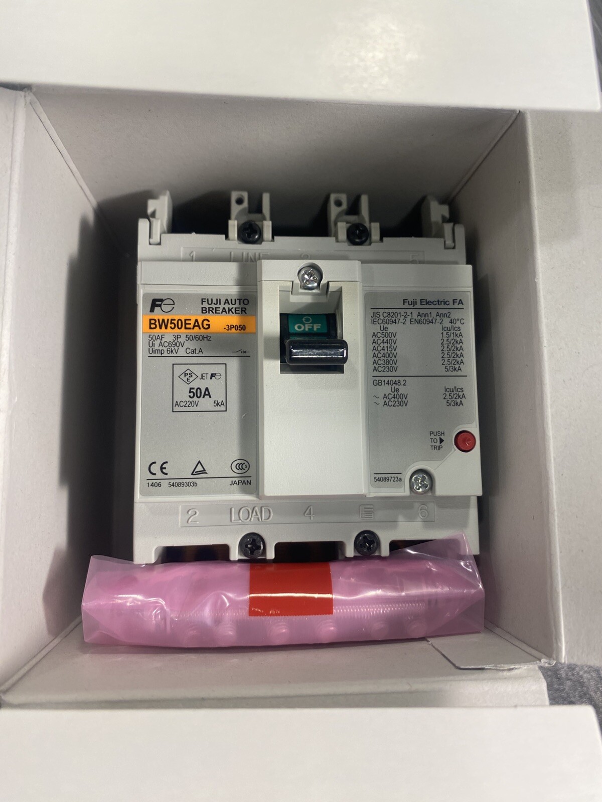 for Fuji Electric BW50EAG-3P050 Molded Case Circuit Breaker 3-P 50A 690VAC – USA