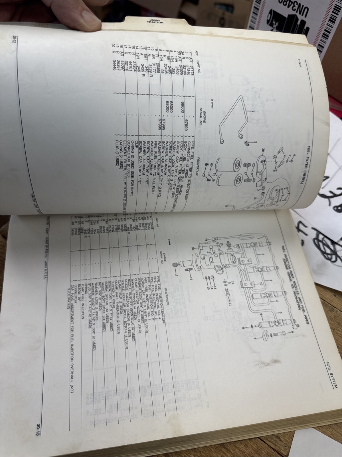 JOHN DEERE JD PARTS LIST BOOK MANUAL CATALOG JD500 TRACTOR PC-860 1978