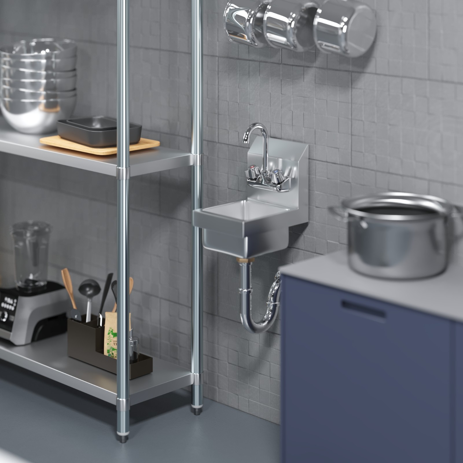 12 in. x 9 in. x 13 in. Wall Mount Stainless Steel Hand Sink