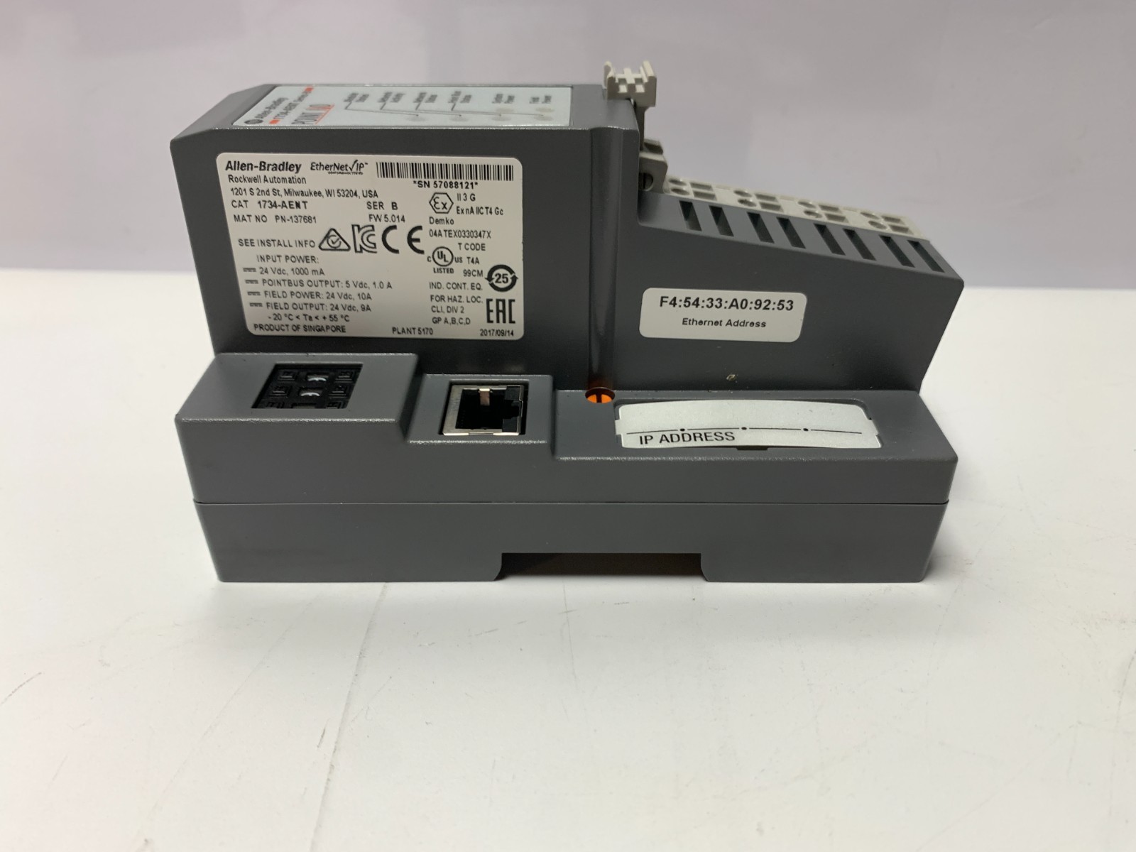 Allen Bradley 1734-AENT Ethernet Point I/O Adapter Module 1734AENT