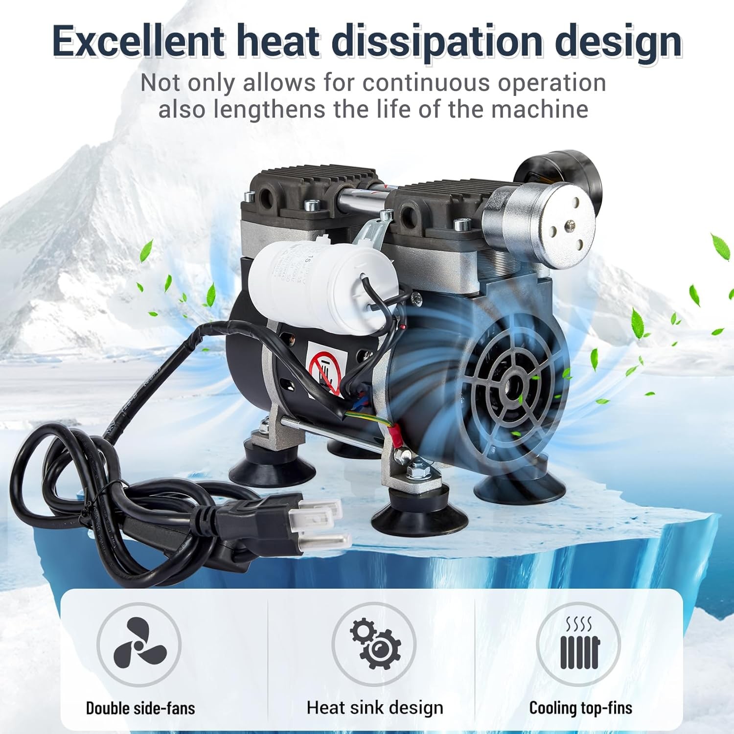 50L/min 180W Lab Vacuum Pump with 1000mL buchner Funnel Filtering Kit New