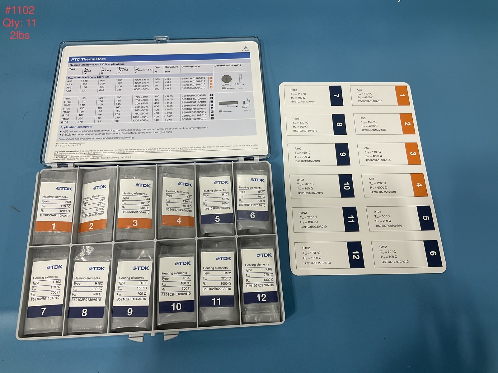 TDK PTC THERMISTORS HEATING ELEMENTS FOR 230V APP. EPCOS SAMPLE KIT 2012