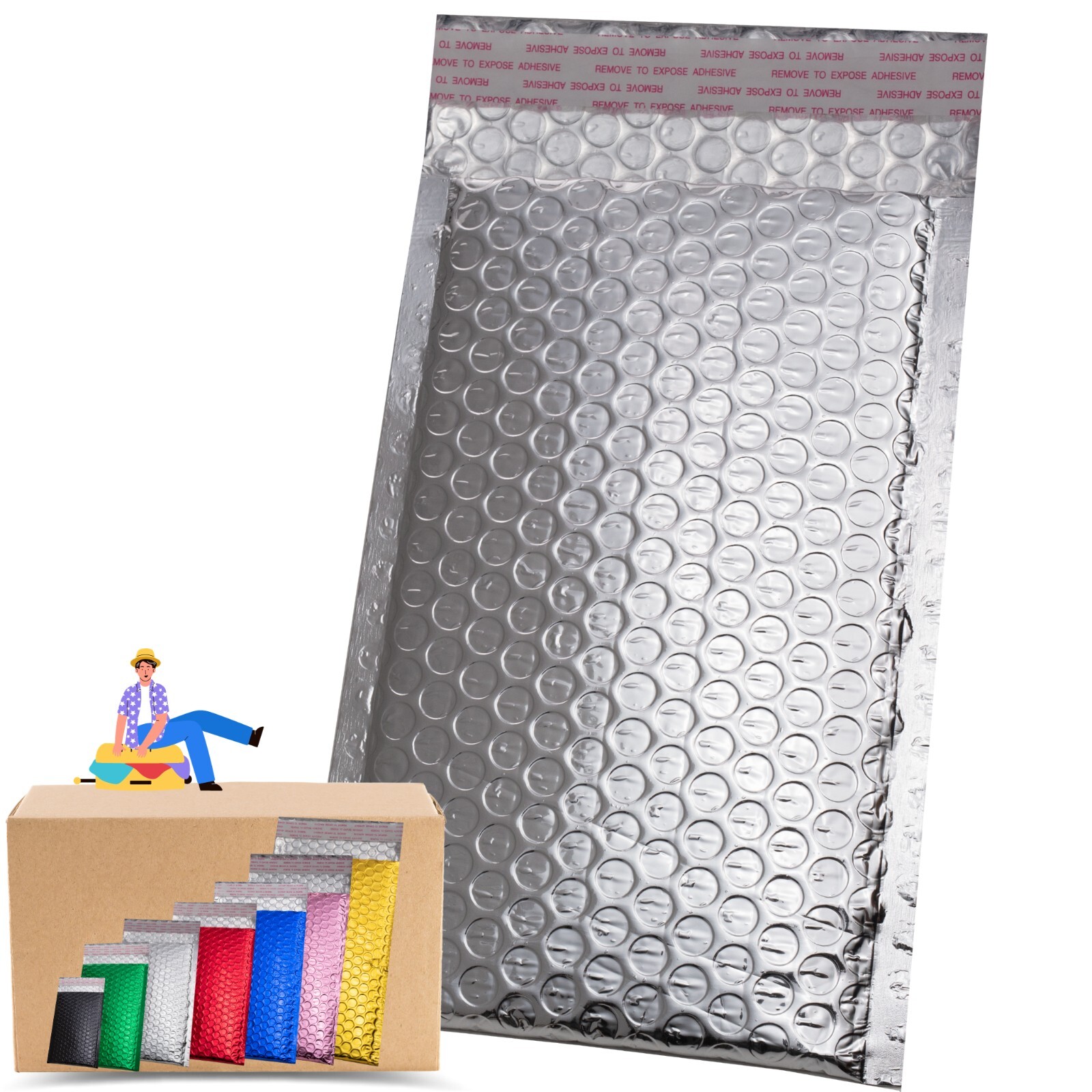 kettleband Size 4″ X 8″ 300 Pack-Metallic Bubble Mailers 7 Colors option #000