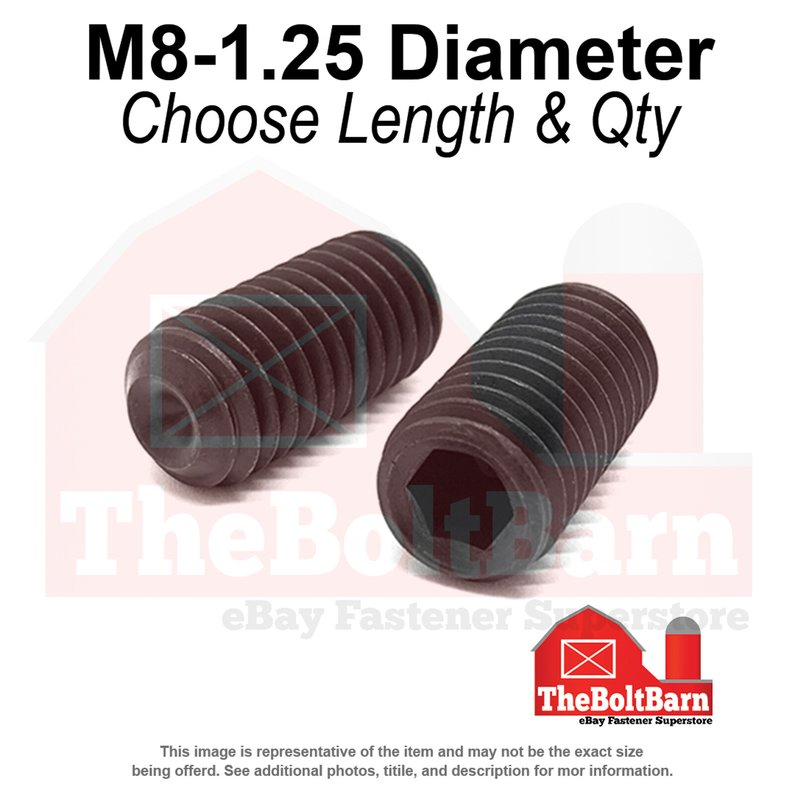 M8-1.25 Class 45H Cup Point Socket Set Screws Black Oxide (Pick Length & Qty)