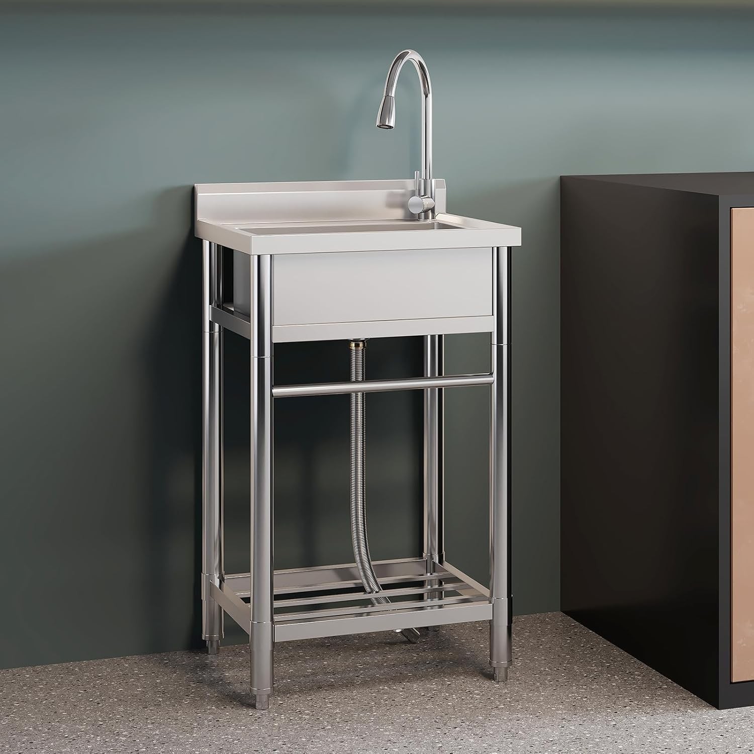 1 Compartment Commercial Sink Stainless Steel Utility Kitchen Prep Table Sink