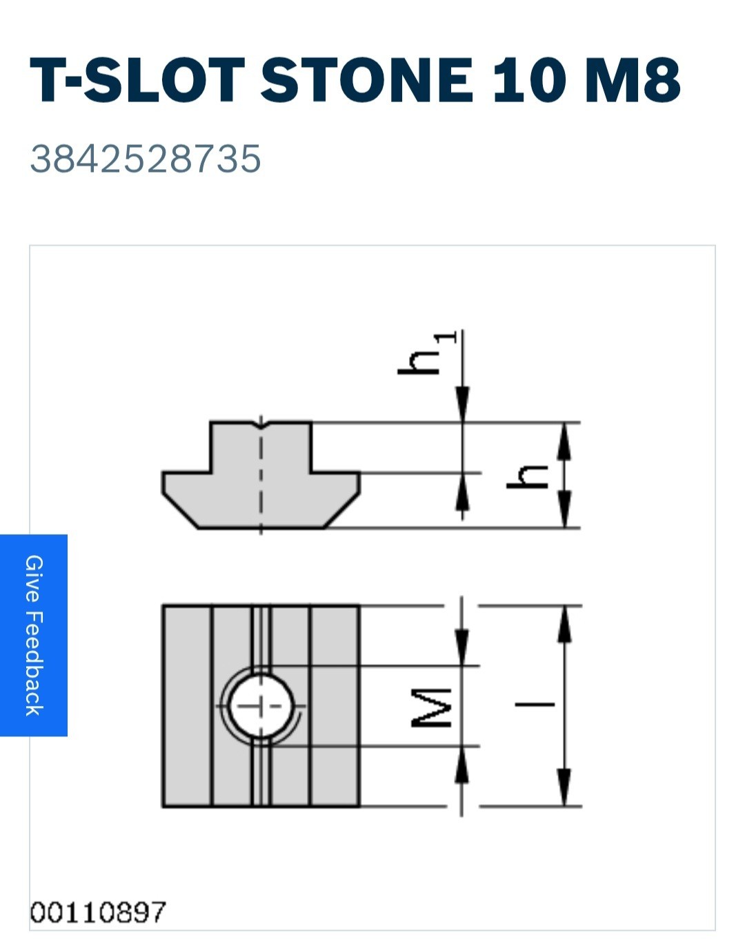 20 Pieces Bosch Rexroth 3842528735 T-Slot Stone 10 M8
