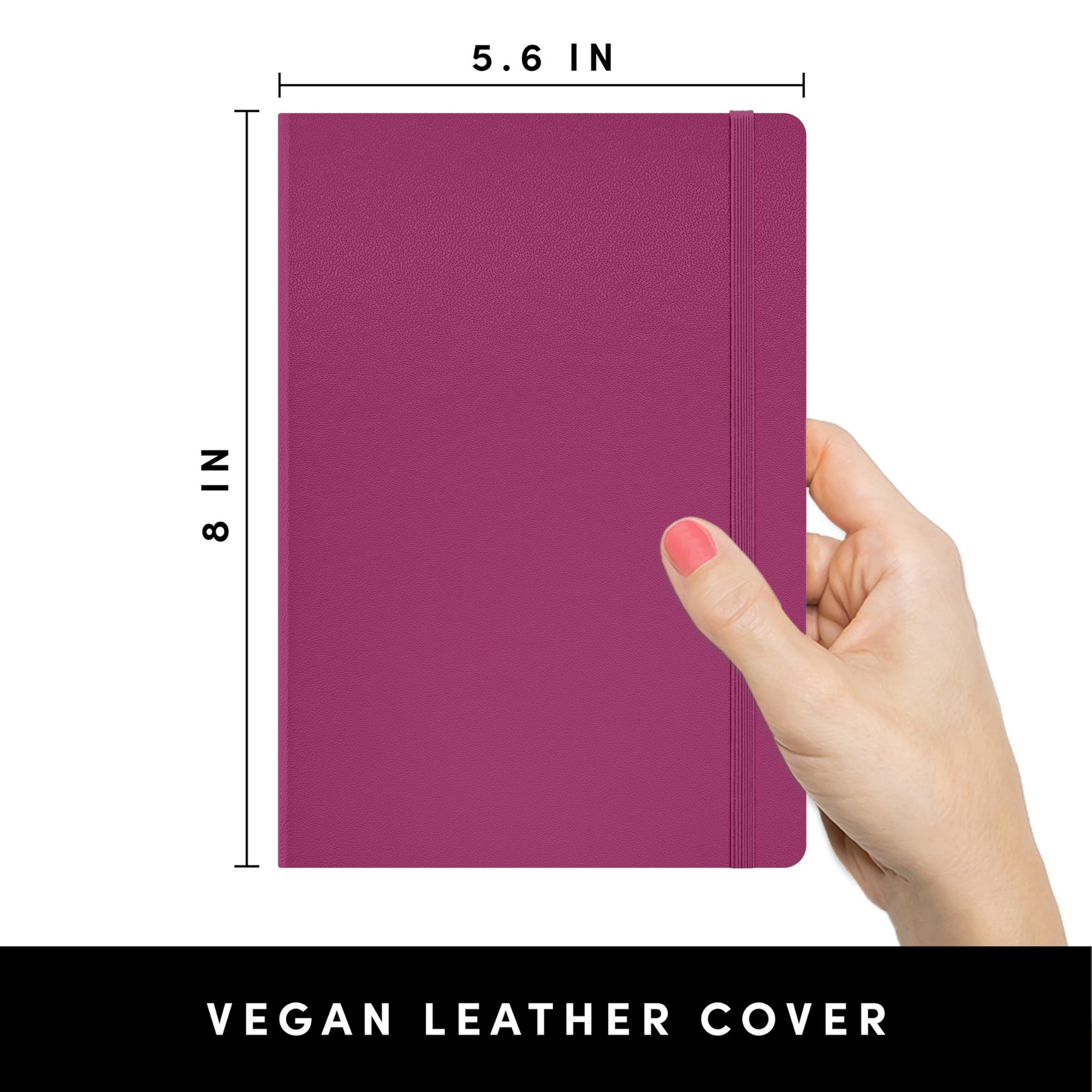 PAPERAGE Lined Journal Notebook (Raspberry) 252 Pages Medium 5.6 in x 8 in 100