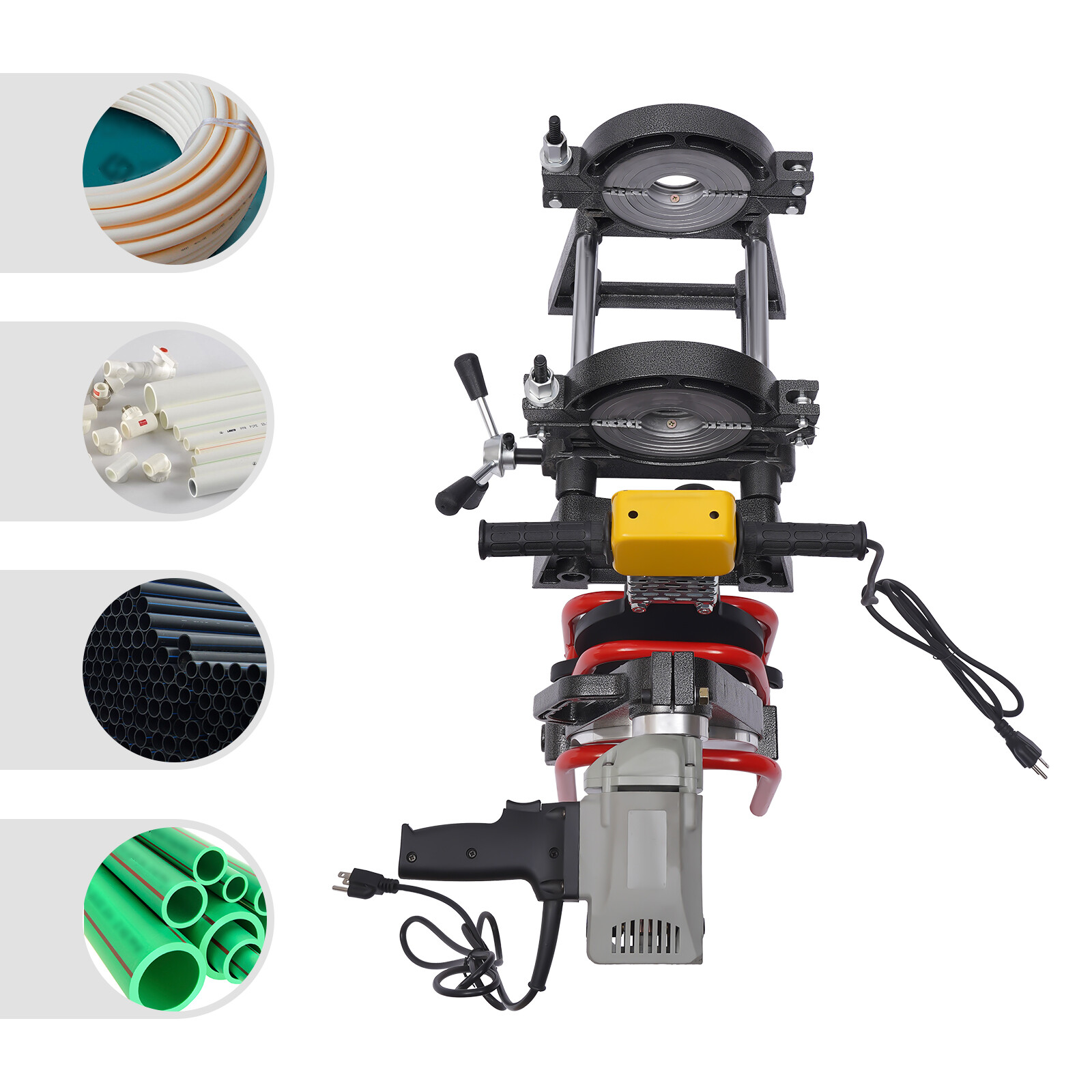 Pipe Fusion Welder 2 Clamps 63-200MM Manual PP PE HDPE Pipe Welding Machine 110V