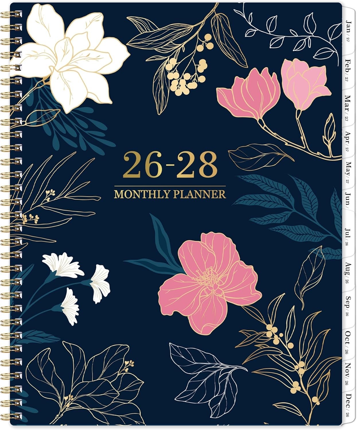 2026-2028 Elegant Desk Calendar 9″ x 11″ – Functional Monthly Planner with Tabs
