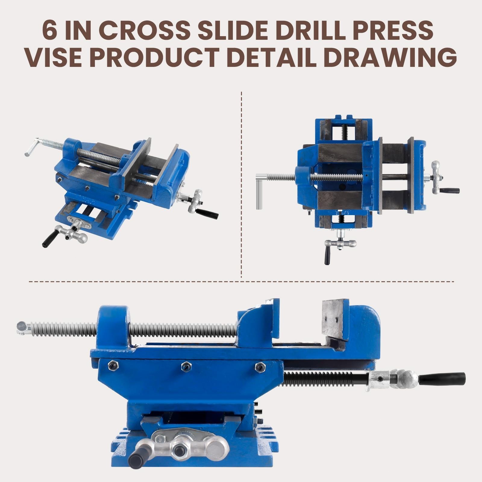 6″ 2-Way X-Y Bench Vise, Cross Slide Drill Press Vise for Milling & Woodworking