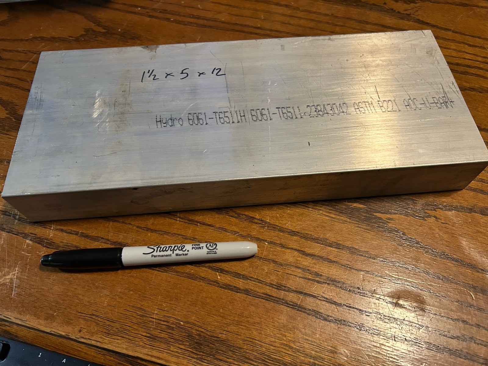 1-1/2″ x 5″ x 12″ , 6061 Aluminum flat bar stock