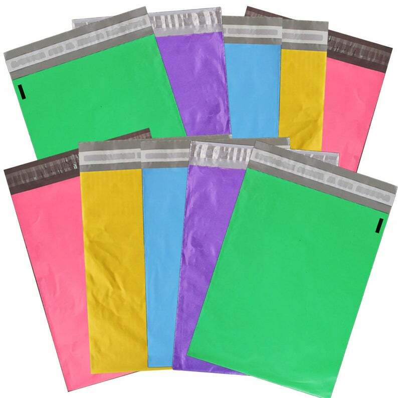 7.5 x 10.5″- 6 Beautiful Colors! Colored Flat Poly Mailers, Self Sealing Mailers