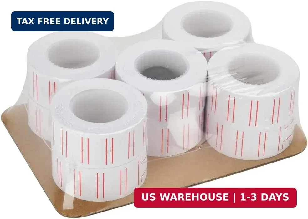 MFLABEL 10 Rolls 6000 White Price Gun Labels for Mx-5500 – with Double Red Line