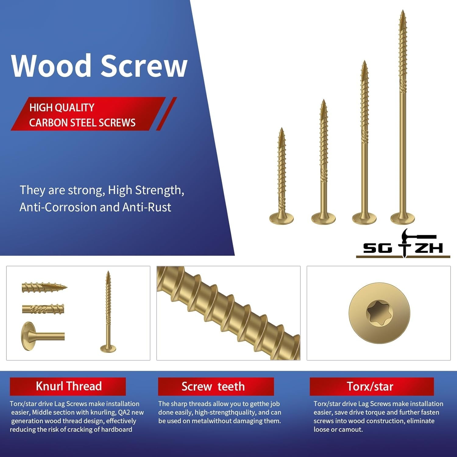 x 2 Inch Outdoor Structural Wood Deck Screws 94Pcs/2lb, Carbon Steel, Tan, Fl…