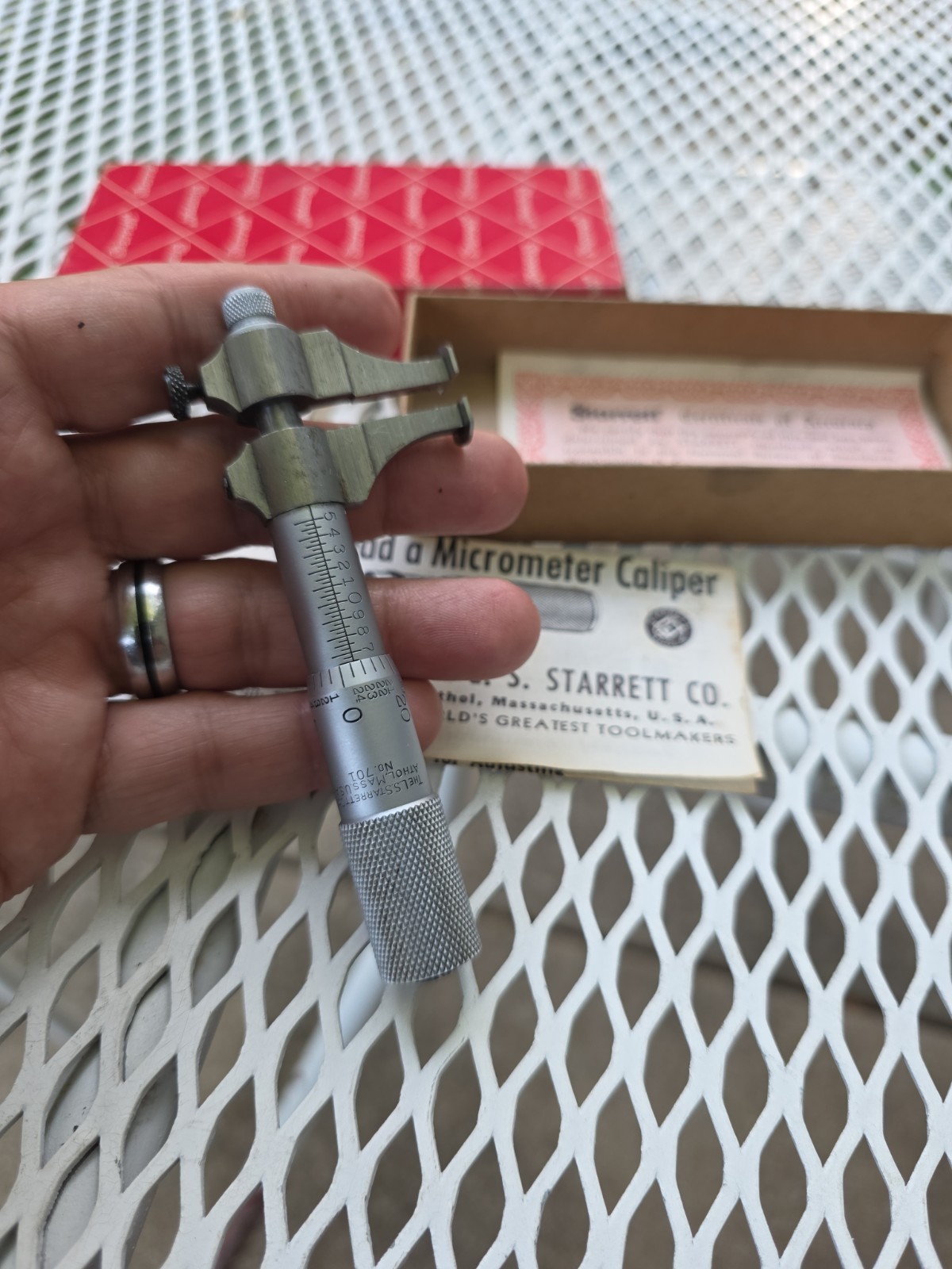 Starrett 701A Inside Groove Micrometer 0.500-1.500 in Box Very Nice Condition