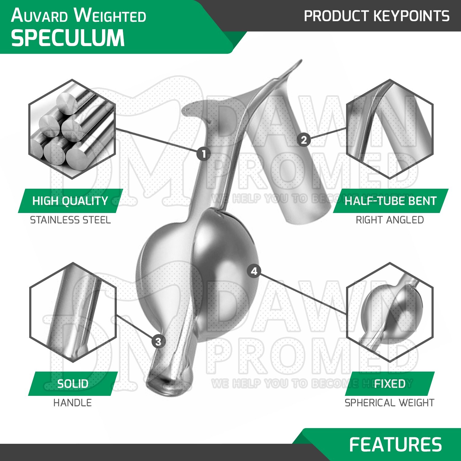 AUVARD Weighted Vaginal Speculum 9″ 3 lbs (1363g) OB/GYN Surgical Inst German Gr