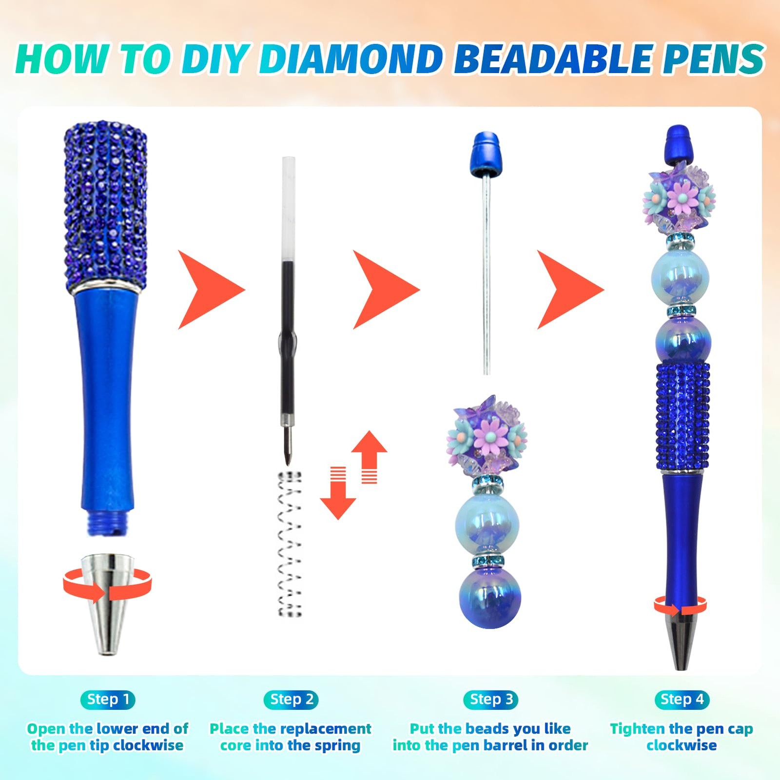 DASTTUIS 75 Pcs DIY Diamond Beadable Pen Kit – 25 Plastic 25, A-Multicolor