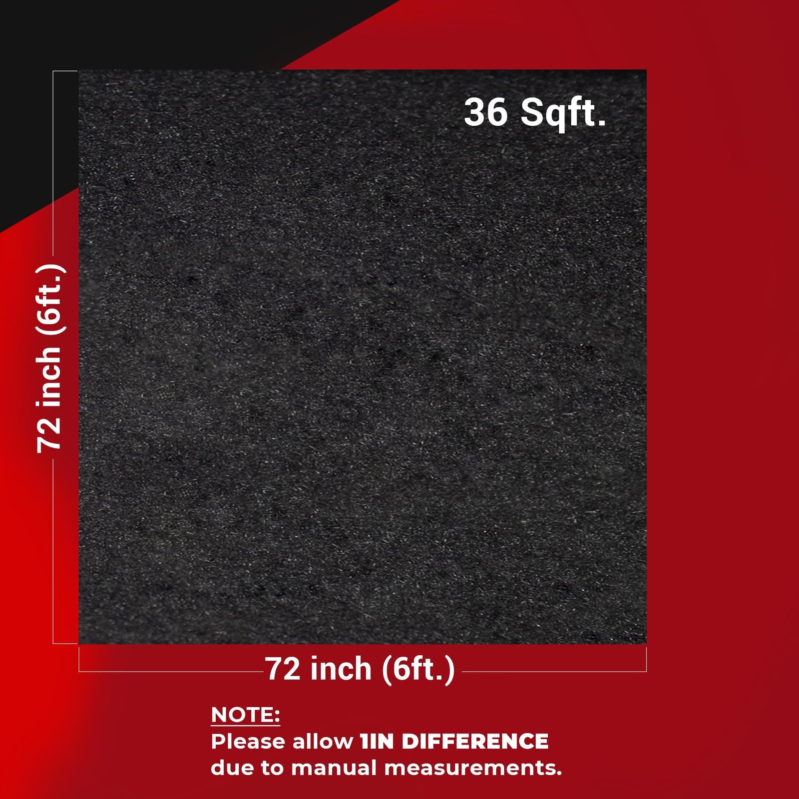 Bbox Black Carpet Non-Woven Fabric | Length: 72 inch (6 ft.), Width: 72 inch …