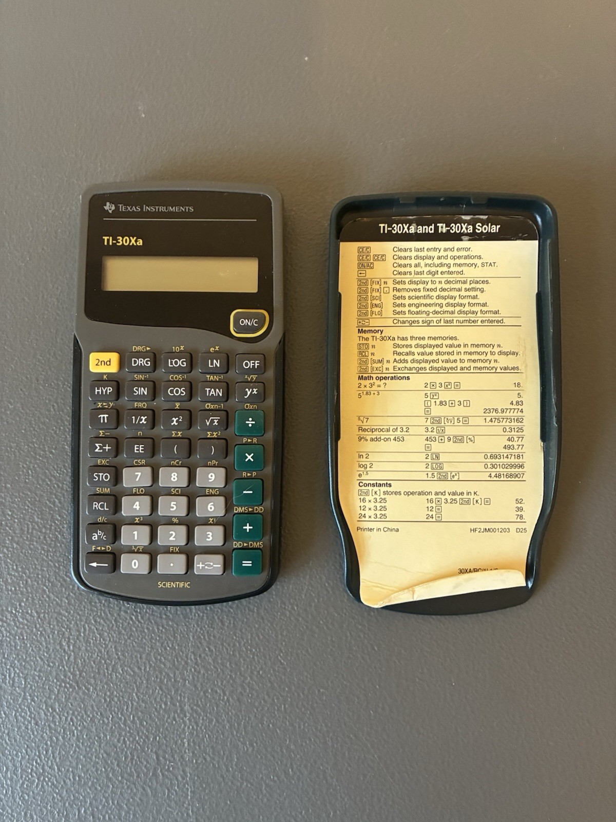 Texas Instruments TI-30XA Gray Scientific Calculator Needs Battery