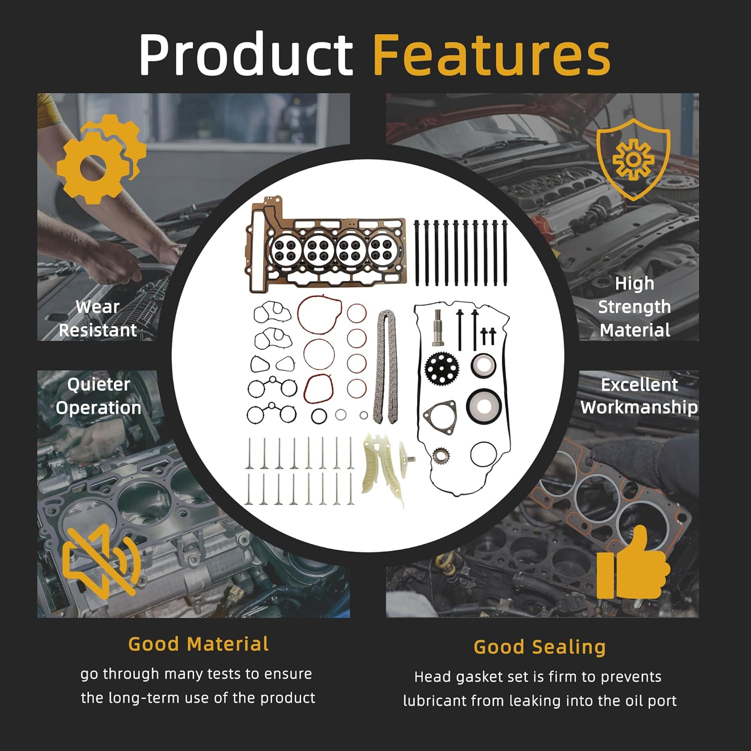Head Gasket Set Timing Chain Kit for Mini Cooper R55 R56 1.6L 2007-2012 72Pcs Ki