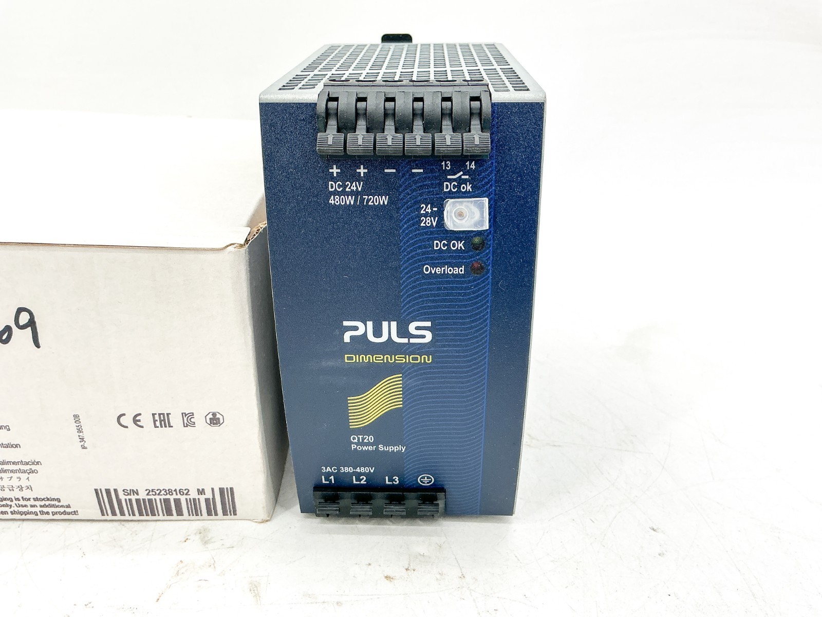 New Puls QT20.241 DIN Rail Power Supply 480VAC Input 24VDC Output