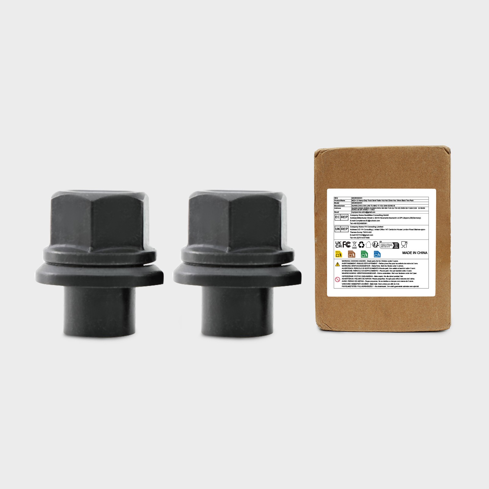 2 Pieces Sleeve Flanged Wheel Nuts M22×1.5 Heavy Duty Truck For 1.02in Bolt Hole