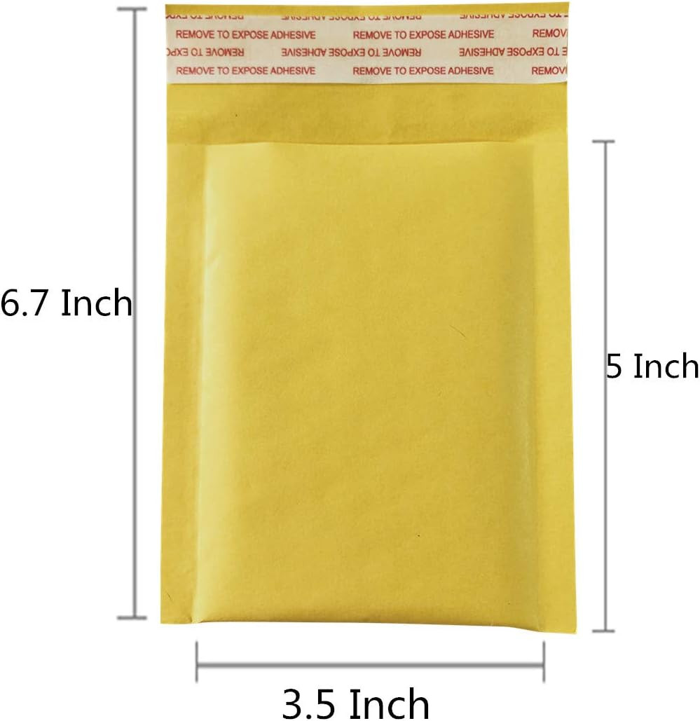 30Pcs 3.5X5 Inch Small Padded Envelopes Kraft Bubble Mailers Self Seal Shipping