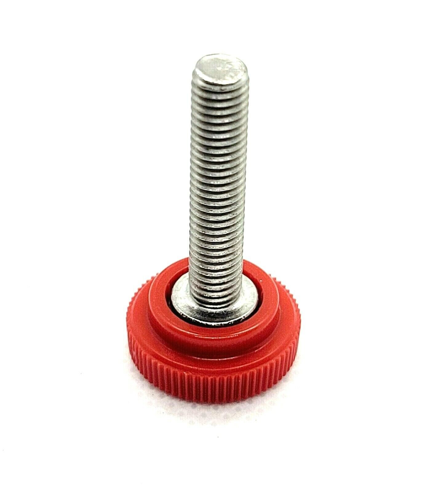 M5 x .8mm Knurled Thumb Screw Bolts with Red Round Clamping Knob Stainless 5mm