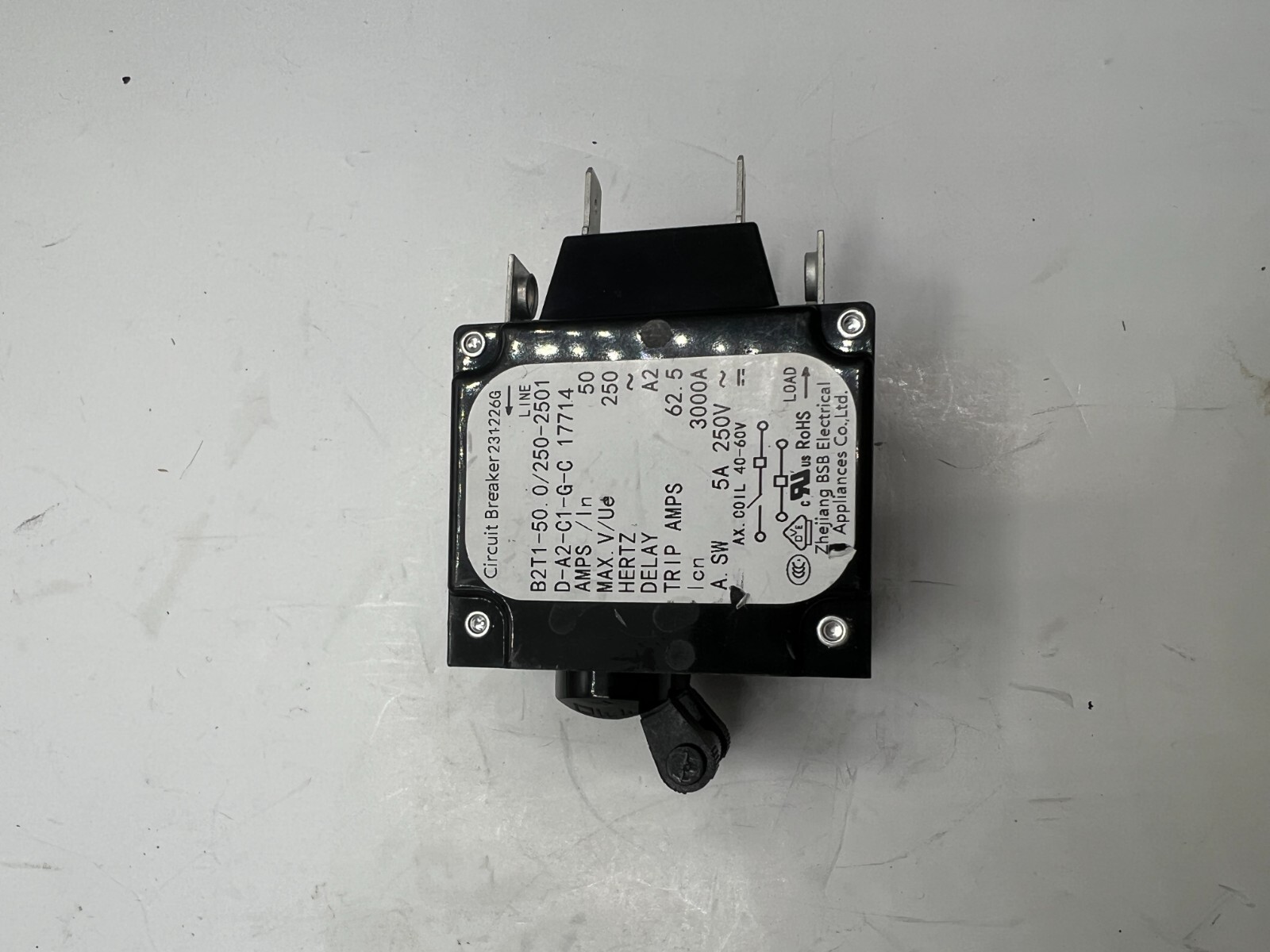 (QTY 2) BSA Zhejiang OEM B2T1-50.0/250-2501D-A2-C1-G-C, Circuit Breaker, 231226G