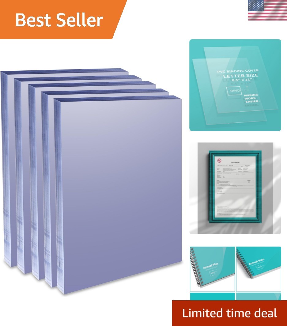 500 Pack 8 Mil PVC Plastic Binding Covers, 8.5 x 11 Inches, Letter Size, Squa…