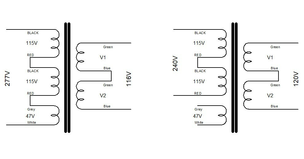 277V 240V 120V to 120V Isolation Power Transformer 100VA 58V/120V AU-1258 Antek