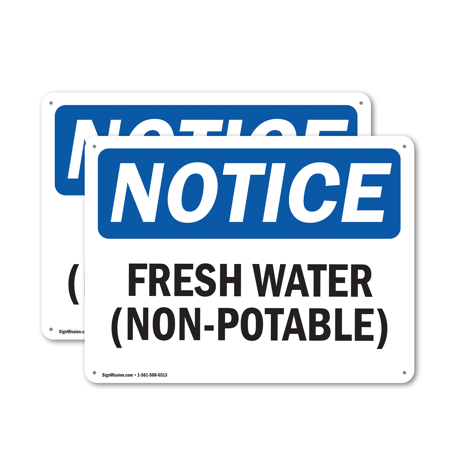 (2 Pack) Fresh Water (Non-Potable) OSHA Notice Sign Decal Metal Plastic