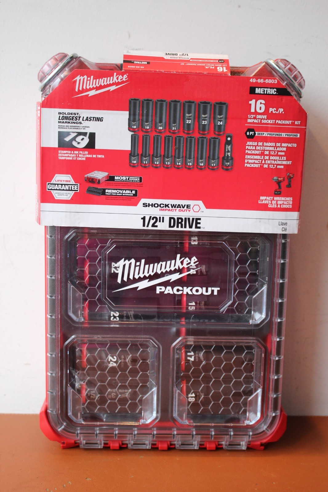 Milwaukee 49-66-6803 SHOCKWAVE 16-pc 1/2″ Drive Impact Socket Packout Kit