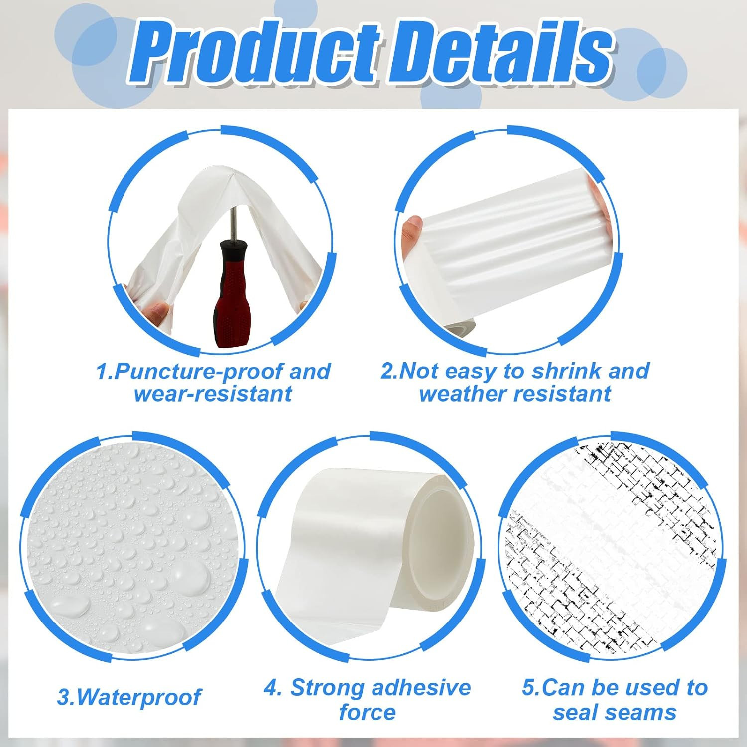 White Vapor Barrier Tape 3.78 Inch Adhesive Seam Tape Polyethylene Insulation