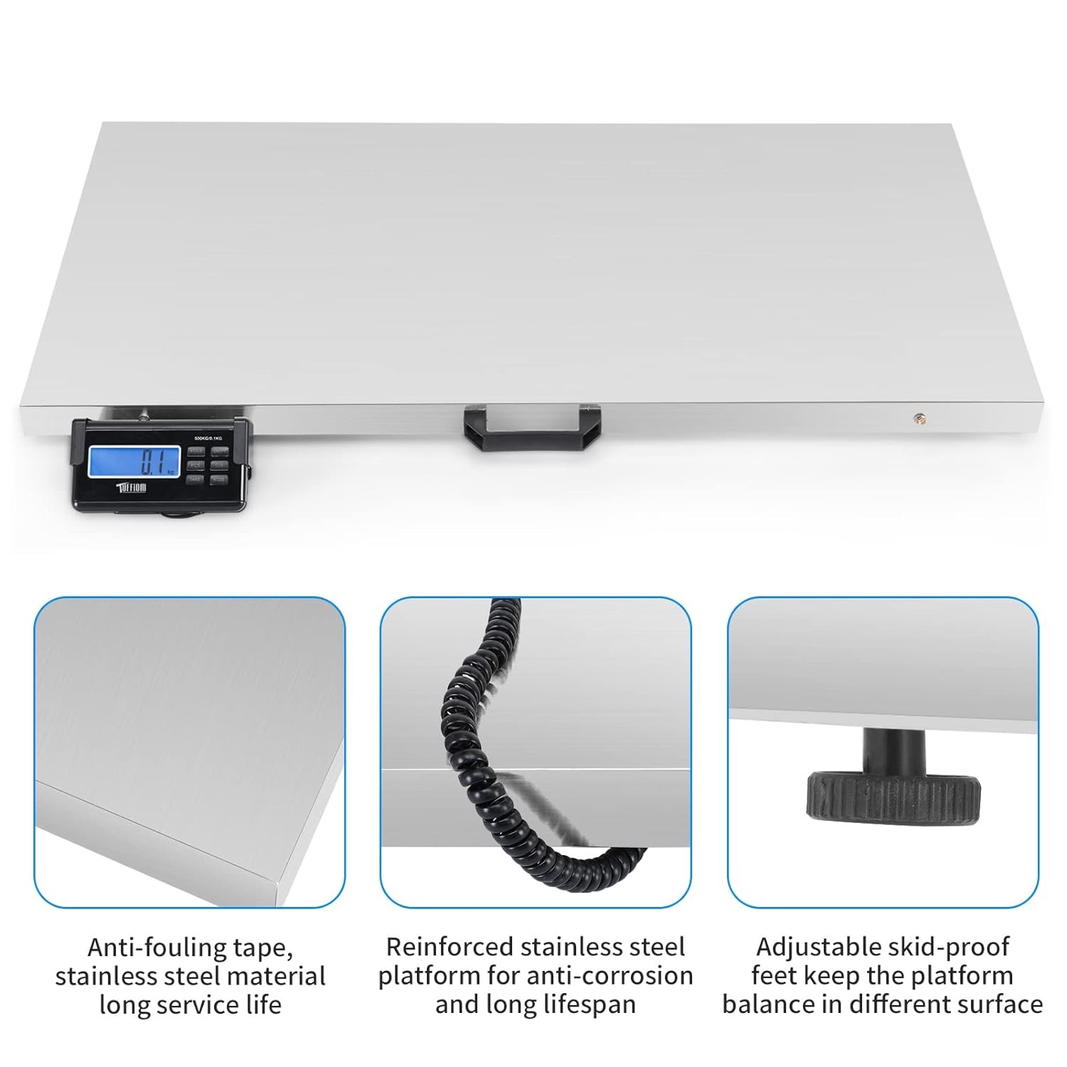 1100Lbs Capacity Stainless Steel Digital Animal Scale, Multi-Units (kg/oz/lb)