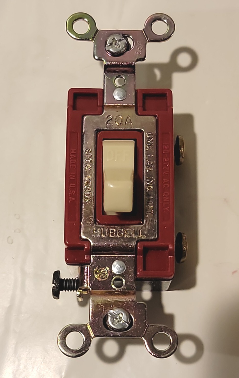 Hubbell CSB120I Ivory Back Wired Pole Commercial Switch 20 Amp 120/277v