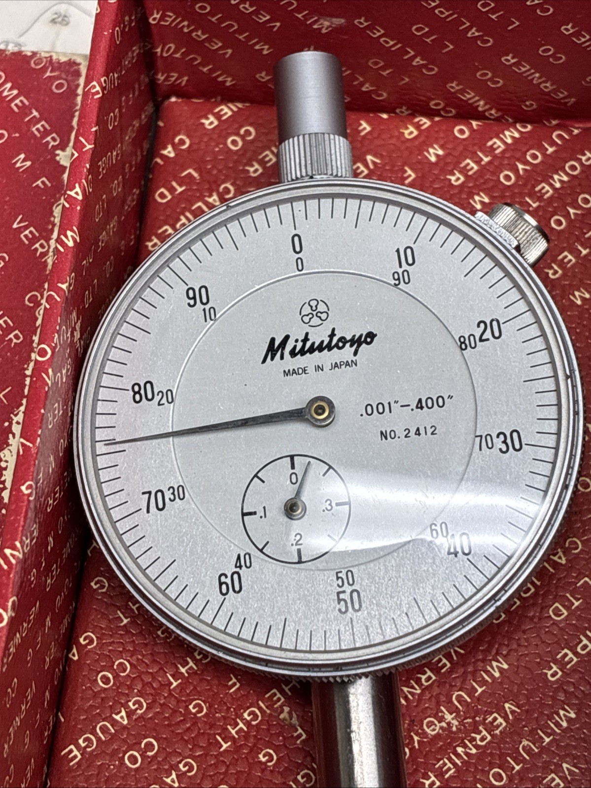 Mitutoyo Dial Indicator Gauge – 0.001″ to 0.400″ – Lug Back – Model 2412-08
