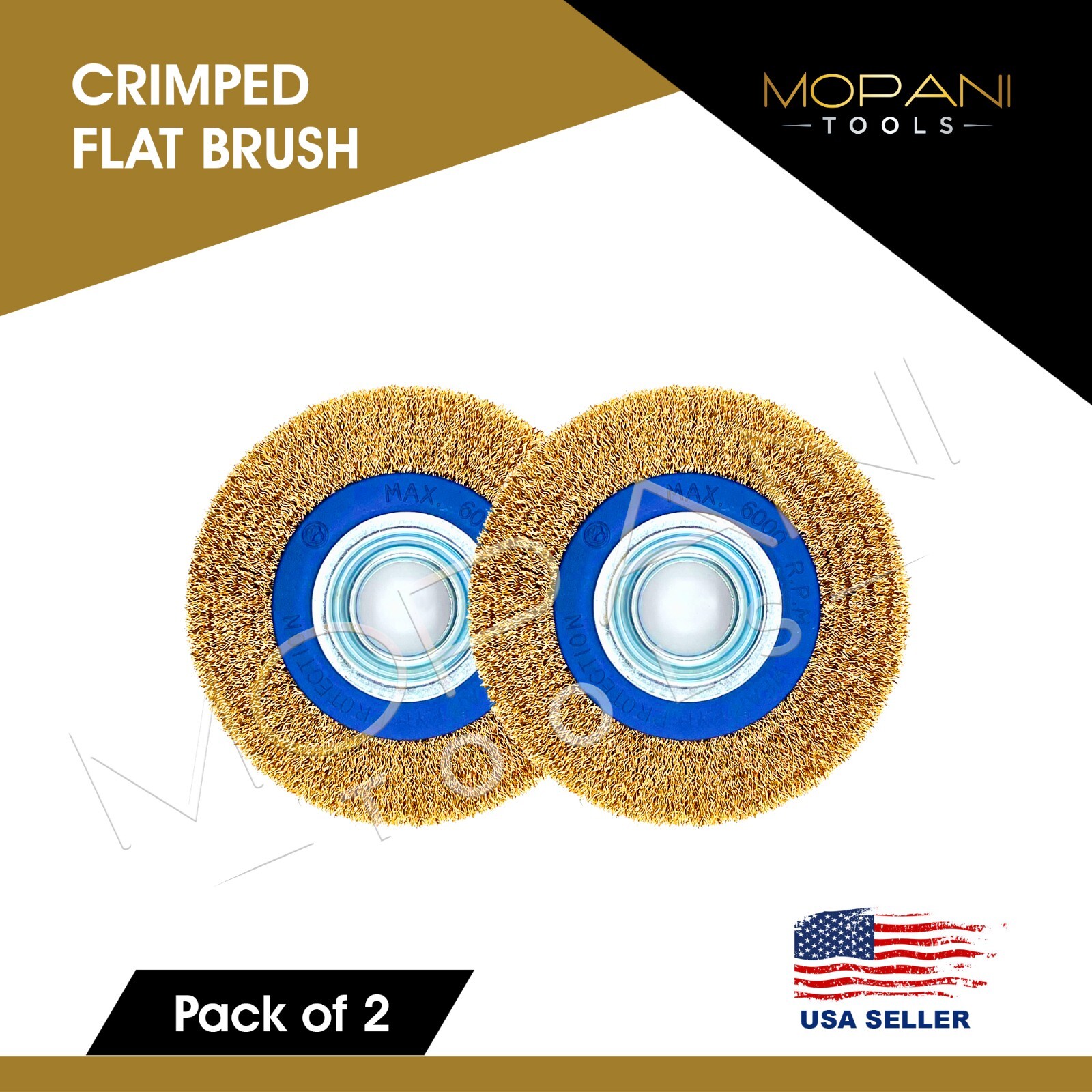 2Pcs 6″ INCH ROUND BRASS WIRE BRUSH WHEEL FOR BENCH GRINDER | RUST/PAINT REMOVAL