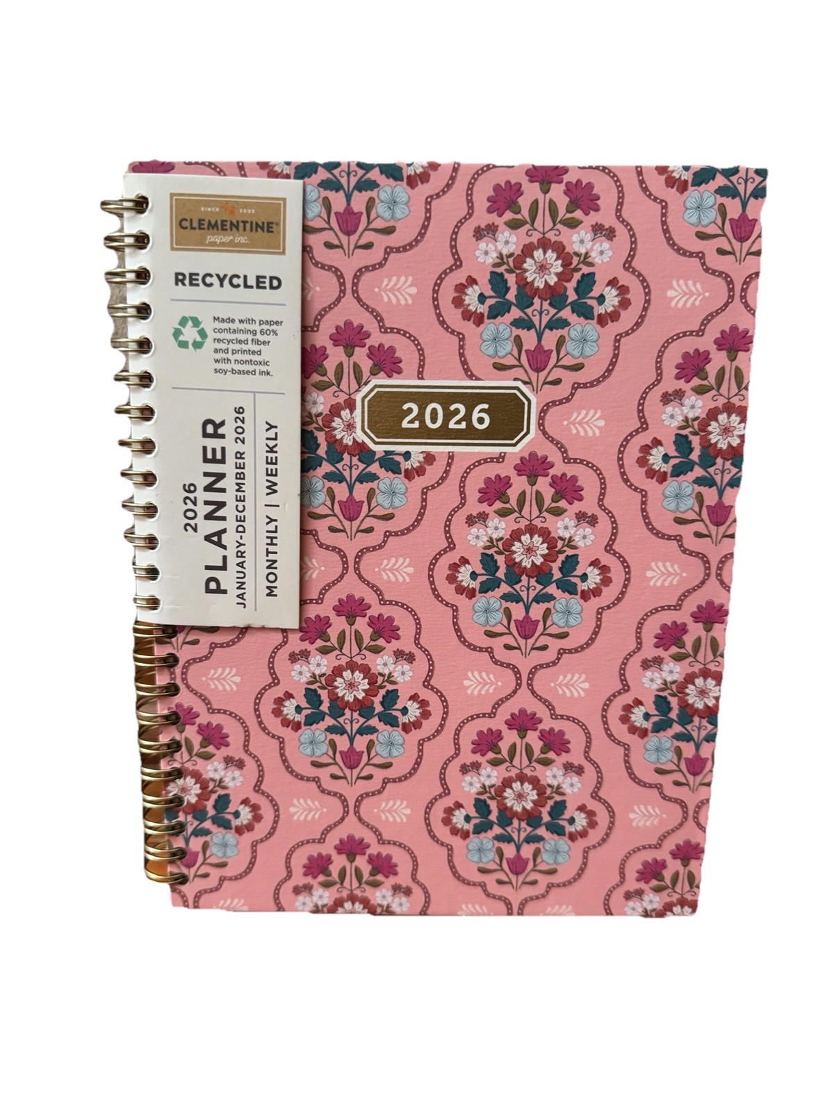 2026 Clementine 12 month Planner Peach/ Pink Floral Planner size 8×6.5” Small