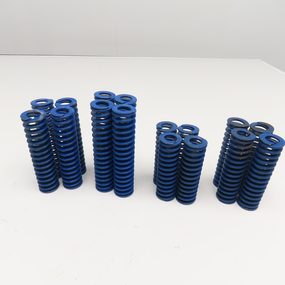 5/8″ x 1-1/4″ Flat Wire Compression Blue Die Spring 4-5-1/2″ OAL Lot Of 16