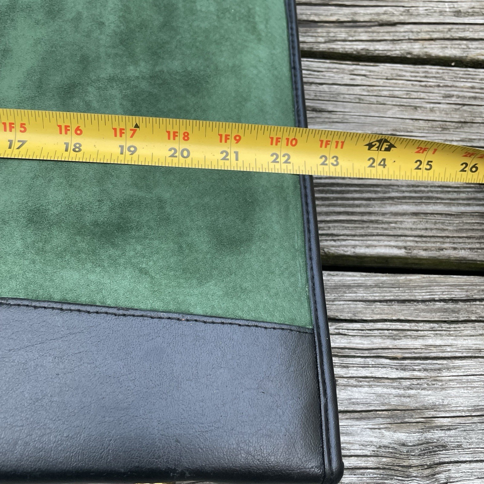 VTG Leather Art Portfolio Binder Green Suede Zipper Handle Spiral Binder NEW