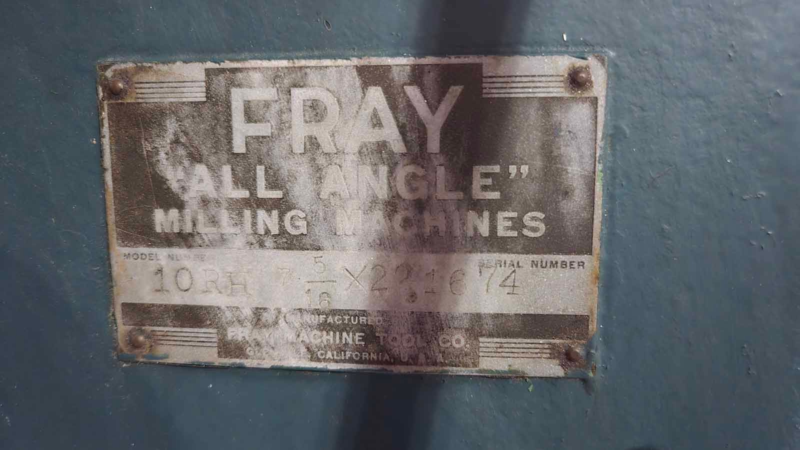 FRAY 10RH «All Angle» Horizontal / Vertical Manual Mill 36″ x 9″ Table, w/ DRO