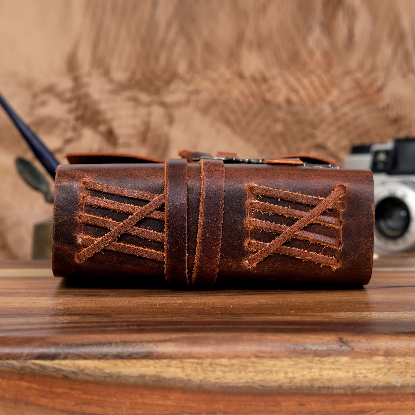 Leather Journal for Women Men Blank Deckle Edge Paper Notebook 180 GSM Brown