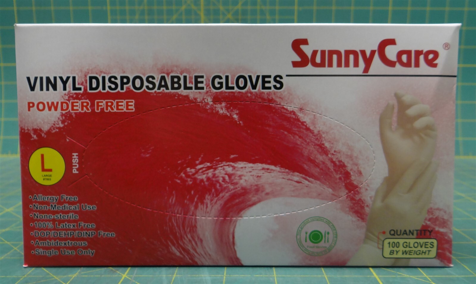 (Case of 10 Boxes) SunnyCare 7803 Powder Free Vinyl Disposable Gloves Size Large